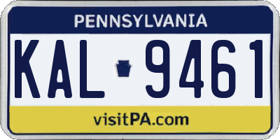 PA license plate KAL9461