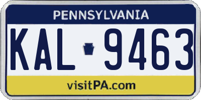 PA license plate KAL9463