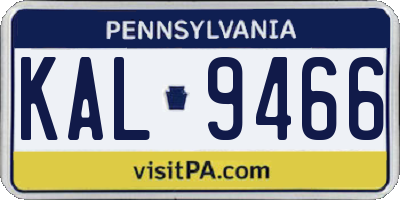 PA license plate KAL9466