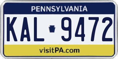PA license plate KAL9472