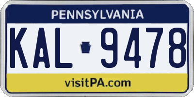 PA license plate KAL9478