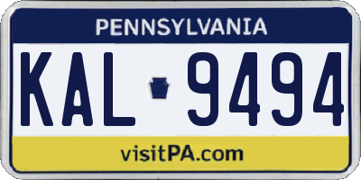 PA license plate KAL9494