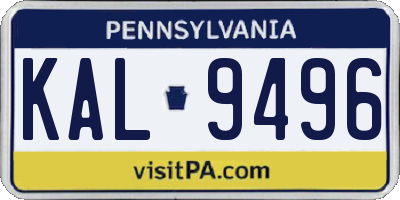 PA license plate KAL9496
