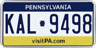 PA license plate KAL9498