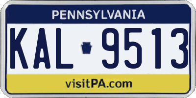 PA license plate KAL9513