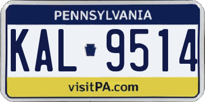 PA license plate KAL9514