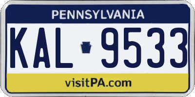 PA license plate KAL9533