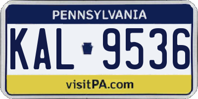 PA license plate KAL9536
