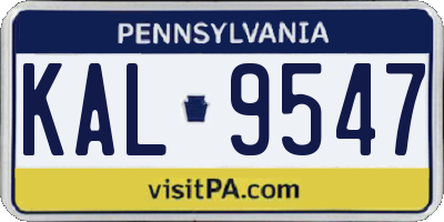 PA license plate KAL9547