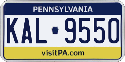 PA license plate KAL9550