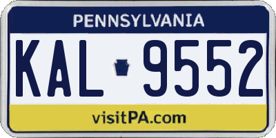 PA license plate KAL9552