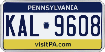 PA license plate KAL9608