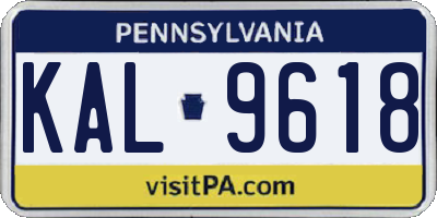 PA license plate KAL9618