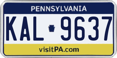 PA license plate KAL9637