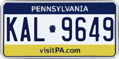 PA license plate KAL9649