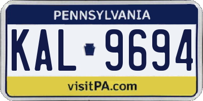 PA license plate KAL9694