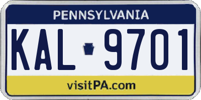 PA license plate KAL9701