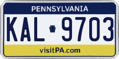 PA license plate KAL9703