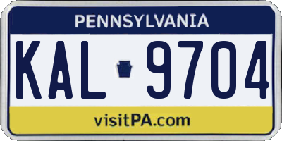 PA license plate KAL9704
