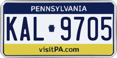 PA license plate KAL9705