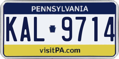 PA license plate KAL9714