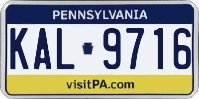 PA license plate KAL9716