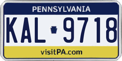 PA license plate KAL9718