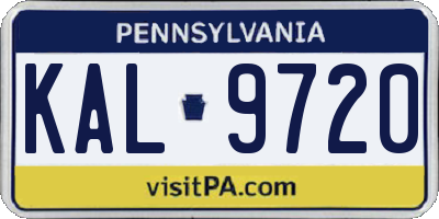 PA license plate KAL9720