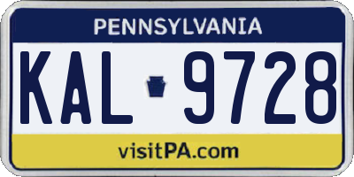 PA license plate KAL9728