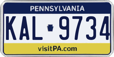 PA license plate KAL9734