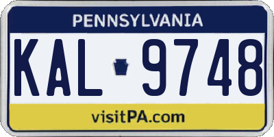 PA license plate KAL9748