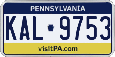 PA license plate KAL9753