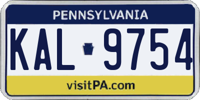 PA license plate KAL9754