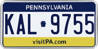 PA license plate KAL9755