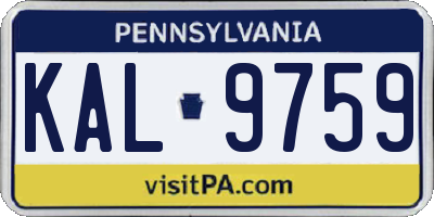PA license plate KAL9759