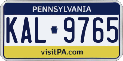 PA license plate KAL9765