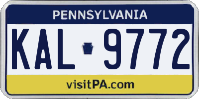 PA license plate KAL9772