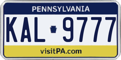 PA license plate KAL9777