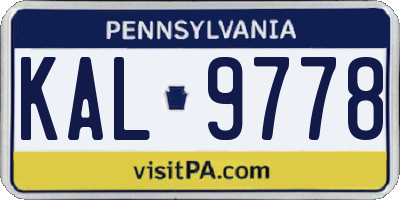 PA license plate KAL9778