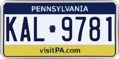 PA license plate KAL9781