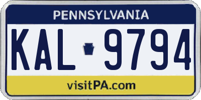 PA license plate KAL9794