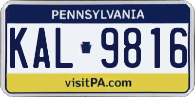 PA license plate KAL9816