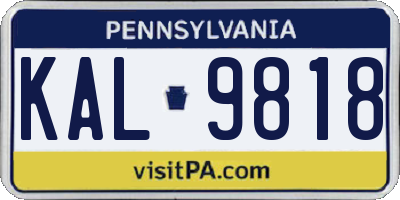 PA license plate KAL9818
