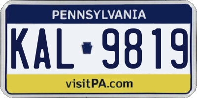 PA license plate KAL9819