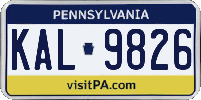 PA license plate KAL9826