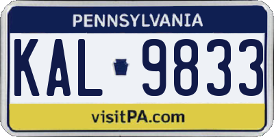 PA license plate KAL9833