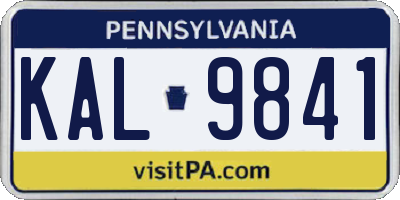 PA license plate KAL9841