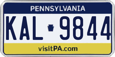 PA license plate KAL9844