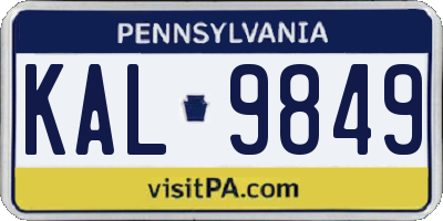 PA license plate KAL9849