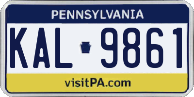 PA license plate KAL9861